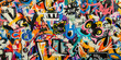 © mila103 - A colorful graffiti wall with a variety of shapes and designs