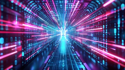 Wall Mural - futuristic speed motion with blue and red rays of light abstract background