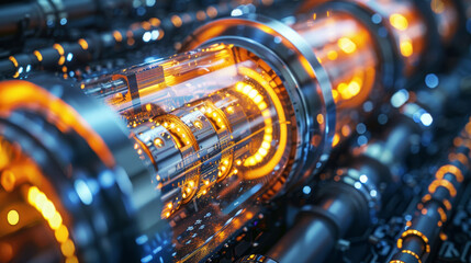 Fototapete - A futuristic looking machine with a lot of glowing lights