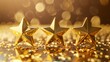 © florynstudio3 - Gold five star rating trophy success award symbol, background of best customer feedback review winner prize or golden victory AI Generative