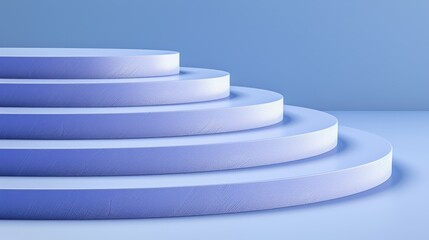 Wall Mural -  A 3D rendering of steps against a light blue backdrop The top of the stairs casts a shadow above, while the bottom of each step shadows the area below (42