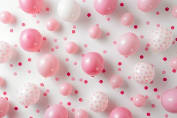 Wall Mural - A bunch of pink and white balloons with a white background