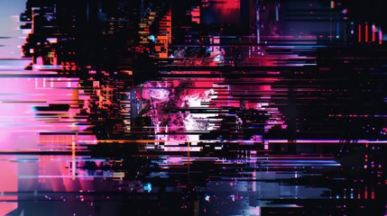 Poster - Abstract black geometric glitch art background with modern digital distortion effects