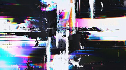 Poster - Abstract black geometric glitch art background with modern digital distortion effects