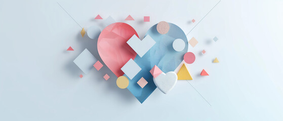 Wall Mural - A heart made of shapes and colors