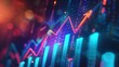 © florynstudio3 - Growth arrow up and progress success business skill increase improvement graph on market profit stock background with goal of achievement futuristic finance economy Ai Generative