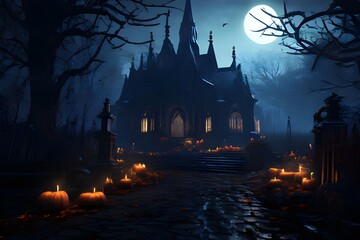 Wall Mural - Embrace the haunting allure of Halloween with visuals that capture the essence of this chilling celebration. From eerie graveyards to mystical witches' covens, these images will cast a spell of inspir