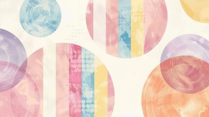 Wall Mural - colorful pastel striped circles creating a vibrant framed background with a modern design