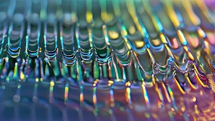 Poster -  fluid or gel texture with a colorful and reflective shimmering iridescent background. 