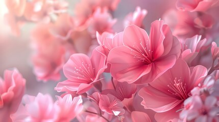 Wall Mural - 3D Illustration of beautiful pink flowers 3d background 3D Wallpaper illustration
