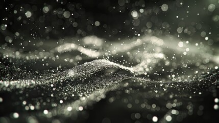Wall Mural - water droplets blurrily depicted on a body of water's surface, accompanied by a background of a blurry wave