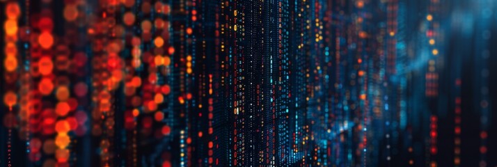 Data code binary background, digital binary data on computer screen, matrix pattern, cyberspace, bigdata banner