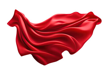 Wall Mural - Flying red silk fabric. Waving satin cloth isolated on transparent background	