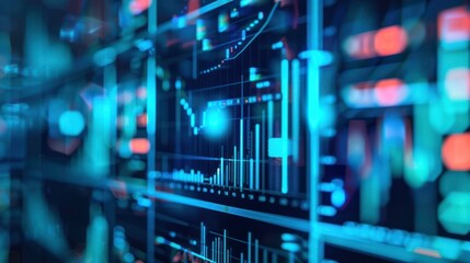 Poster - Management System to make report metrics connected to database. Corporate strategy for finance, operations, sales, marketing. finance data analytic graph, AI generative