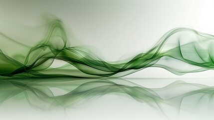 Poster -  A crystal-clear image of a green wave against a white backdrop, displaying a mirrored water reflection in the foreground, along with a subtle wave reflection on the ground