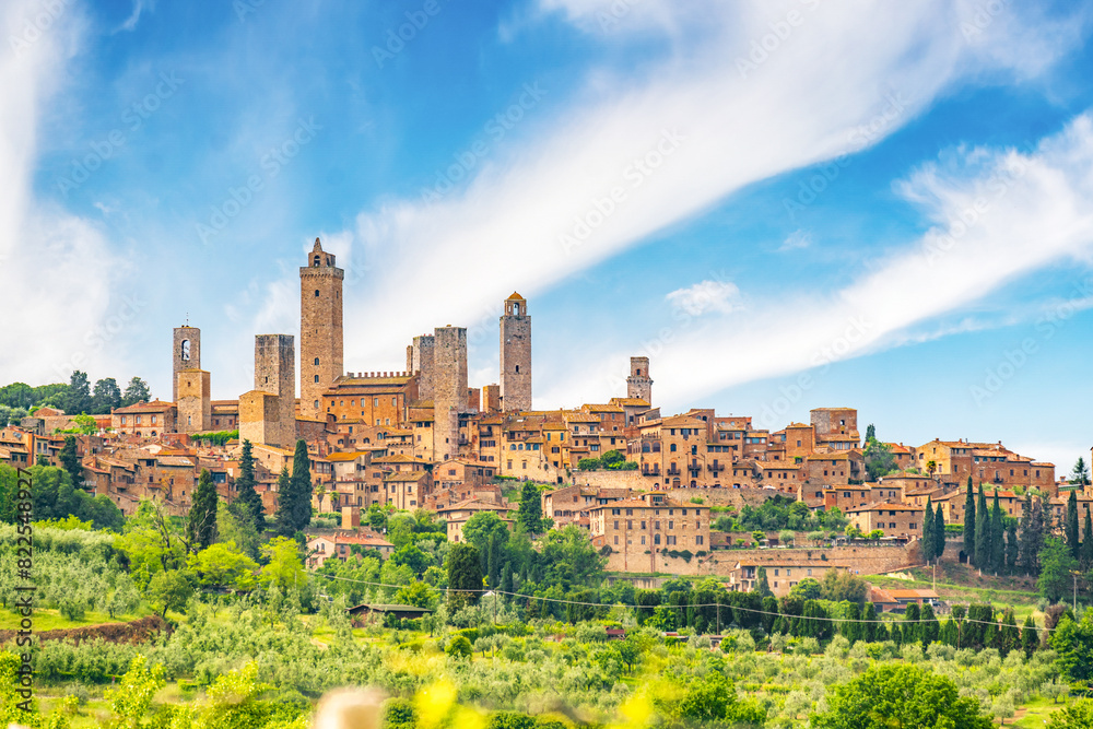 Medieval San Gimignano Hill Town With Skyline Of Medieval Towers medieval-san-gimignano-hill-town-with-skyline-of-medieval-towers