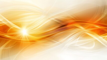 Wall Mural -  An abstract orange and yellow background with white swirls; sunburst on the left Orange and white background on the right