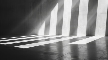 Poster - sun shining, windows, long shadows , concrete backdrop