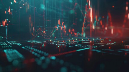 Poster - Market chart of business increase stock graph or investment financial data profit on growth money diagram background with success diagram exchange information