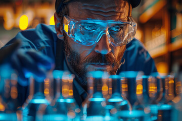 Poster - A scientist conducting experiments in a laboratory, unlocking the mysteries of the universe through rigorous inquiry. Concept of scientific discovery and inquiry. Generative Ai.