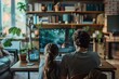 © Sandu - Two people sitting at a table watching tv