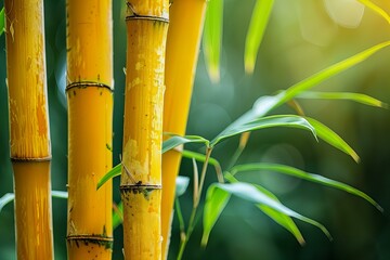 Sticker - Close up of bamboo plant with green leaves