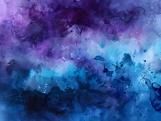 Canvas Print - Blue, purple and black watercolor background