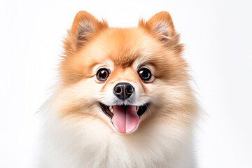 Wall Mural - Pomeranian Spitz in studio setting against white backdrop, showcasing their playful and charming personalities in professional photoshoot.