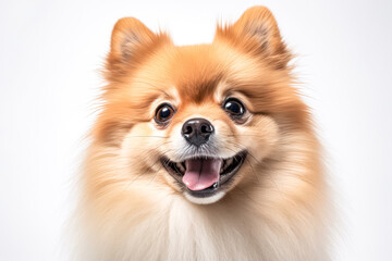 Wall Mural - Pomeranian Spitz in studio setting against white backdrop, showcasing their playful and charming personalities in professional photoshoot.