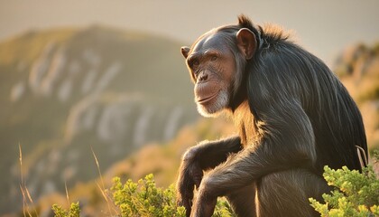 chimpanzee mother with baby