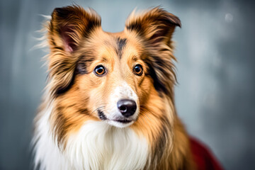 Wall Mural - collie in studio setting against white backdrop, showcasing their playful and charming personalities in professional photoshoot.