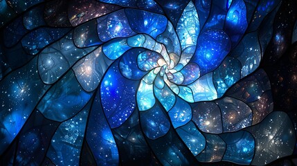 Wall Mural - A blue and purple spiral of stars and galaxies