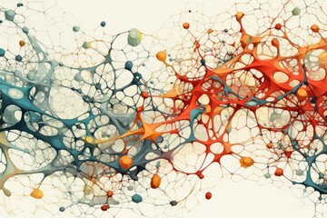 Poster - Dynamic Structure neural molecule network. Biology neuron. Generate Ai