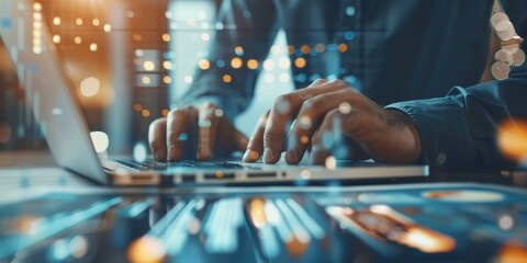  businessman hand working with new modern computer and business strategy as concept
