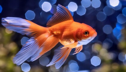 Wall Mural - Gold fish goldfish single one in aquarium close up