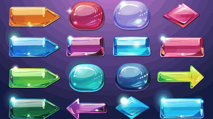Poster - Bright collection of glossy colorful game buttons and icons for user interface design	
