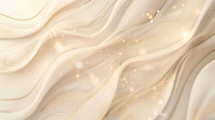 Wall Mural - Abstract luxury golden curve lines element on cream color background. Generated AI image