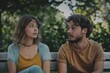 © Dina - couple talking on the bench, before break up, relationship hardships