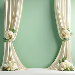 wedding white podium with white flowers