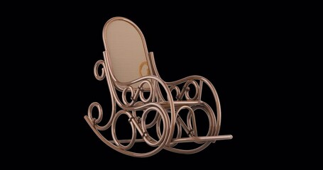 Poster - Rocking chair, rocker animation seamlessly loopable. 3D rendering isolated on transparent background