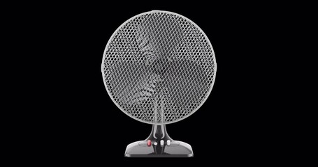 Poster - Table fan, rotation and motion animation. 3D rendering isolated on transparent background