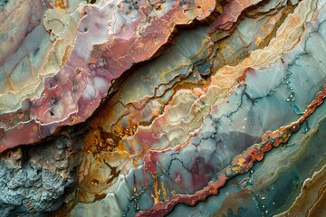 Poster - A vibrant, detailed image of agate stone showcasing its unique patterns, rich colors, and intricate textures