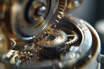 Aufkleber - A close-up shot of a luxurious watch interior showing complex gears and mechanisms with a high level of craftsmanship