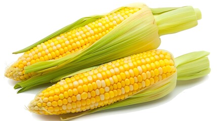 Poster - Fresh corn isolated on white background Clipping path : Generative AI