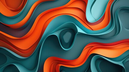 Poster - 4K Abstract wallpaper colorful design, shapes and textures, colored background, teal and orange color