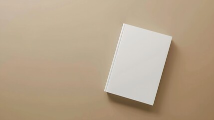 Aufkleber - White book blank cover mockup on a beige background flat lay mockup : Generative AI