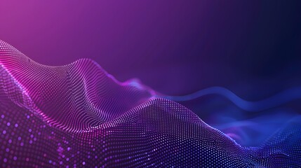 Poster - Abstract Wavy Lines and Particles on Blue-Purple Gradient