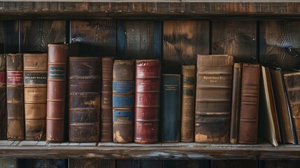 Wall Mural - old books on wooden shelf : Generative AI