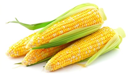 Aufkleber - Fresh corn isolated on white background Clipping path : Generative AI
