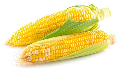 Aufkleber - Fresh yellow corn isolated on white background Clipping path : Generative AI